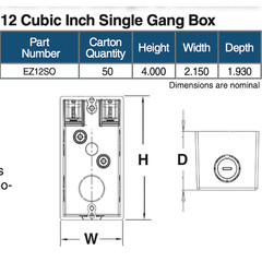 CANTEX 1 -Gang Plastic New work Switch/Outlet Electrical Box