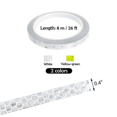 Quacc Reflective Tape Width: 10 mm (0.4 inches), Length: 8 m (26 ft), White