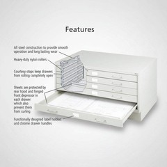 SAFCO Facil Steel Flat File 60lb Drawer Cap 40″x26″x16.5″ Light Grey SAF4969LG