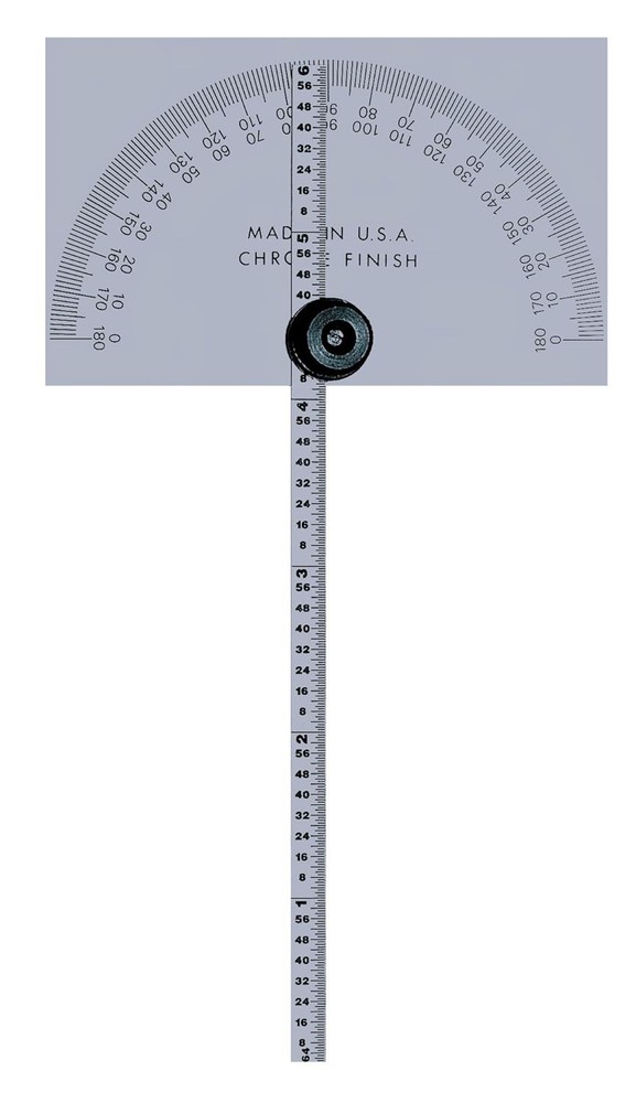 Mitutoyo 968-203 Protractor Square Head With 6 in Rule Chrome Measuring Tool Set