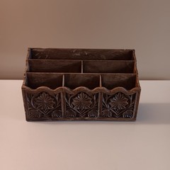 Vintage 70’s Lerner Faux Wood Letter Holder. Approx 12″L X 7″H X 4″W