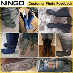 NINGO Men Steel Toe PVC Rain Boots Waterproof Cushioning Safety Work Boots Farm