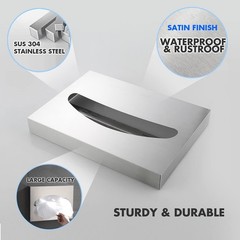 Toilet Seat Cover Dispenser Wall Mounted SUS 304 Stainless Steel Brushed Silver