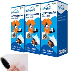 3 Rolls 17 x 328 FT DTF Transfer Film Premium DTF Pet Film Warm Peel Single Side