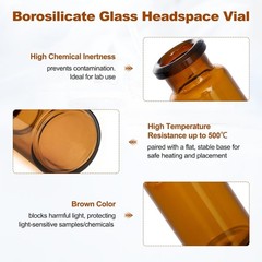 10ml Glass Vials 100Pack Amber Glass Headspace Vials with Plastic-Aluminum Flip