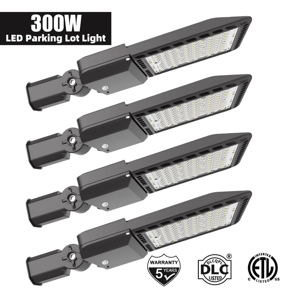 4-Pack 300w LED Parking Lot Lights with Photocell Outdoor Commercial Area Lights