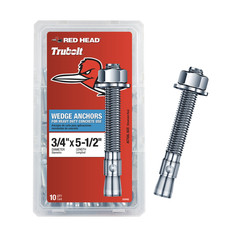 Red Head TruBolt® 3/4 x 5-1/2 Inch Wedge Heavy-Duty Concrete Anchors, 10 PCS,