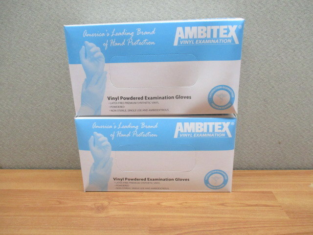 2 Boxes Of 100 Small Ambitex Examination Throw Away Safe Powdered Vinyl Gloves
