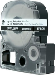 Epson LABELWORKS 203YLBWPX Black on White Shrink Tube 1/8″ (3mm) Tape **5-PACK**