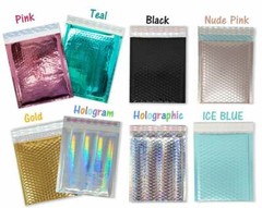 8.5×12″ Metallic Bubble Mailers Pink, Teal, Black, Holographic, 8×12 Envelopes