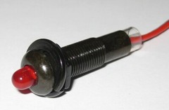 Panel Mount Flashing / Blinking Red LED w/ Black Bezel – 12V DC – 5/16” Mount