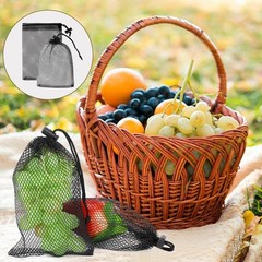 10 Pcs Black Small Mesh Drawstring Bags 15 x 10 cm Storage Pouches