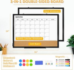 36 X 24 inches Magnetic Dry Erase Board with Aluminum Frame, Whiteboard