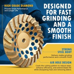 High-Efficiency 4.5″ Diamond Grinding Wheel for Concrete & Masonry – 13300 RPM