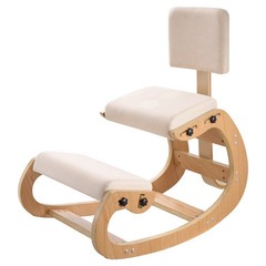 VEVOR Ergonomic Kneeling Chair Wood Posture Chair with Backrest & Thick Cushions