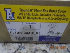 ARLINGTON FLB6230MBLR 6″ FLOOR BOX WITH BRASS COVER AND LEVELING RING NEW IN BOX