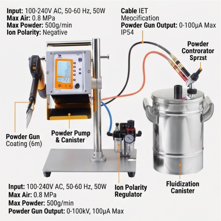 Spray Powder Coating System Machine Spraying Gun Paint System Powder Coating