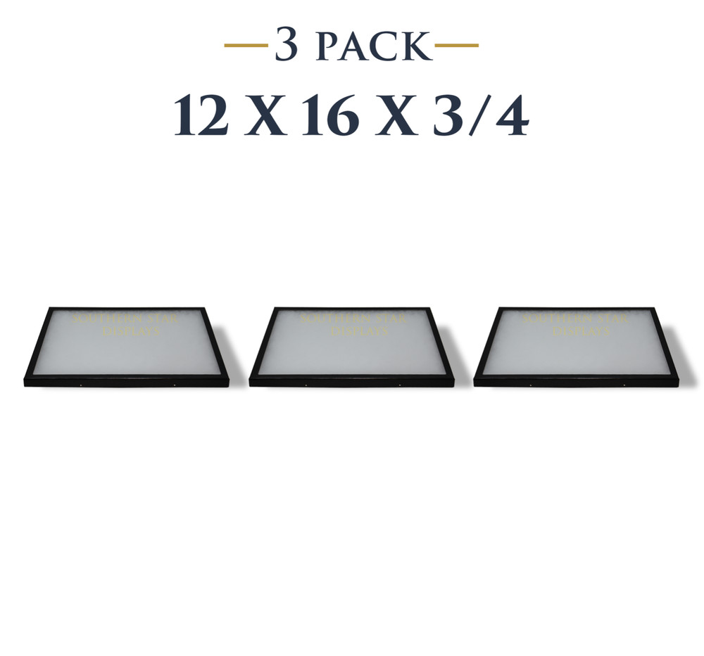 3 Pack of 12 x 16 x 3/4 Riker Display Cases Boxes for Collectibles Jewelry &More