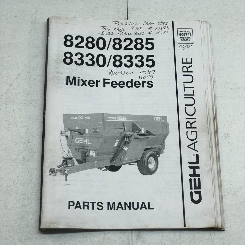 Gehl 8280 8285 8330 8335 Mixer Feeders Parts Manual