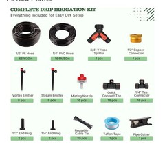 ANLEOLIFE 230FT Drip Irrigation System Kit with 1/2″ & 1/4″ Quick Connect Tubing