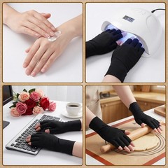 6pairs Cotton Fingerless Gloves Black Hand Moisturizing Gloves Overnight Slee…