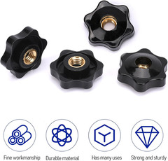10 Pack 6 Star Knobs 1/4 Inch 20 Female Threaded Hexagon Head Thru Knob Clamping