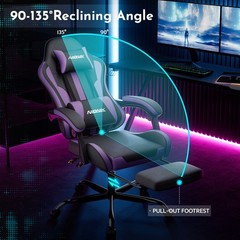 Computer Chair with Footrest and Lumbar Support Height Adjustable Gaming Chair