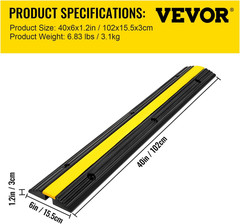4 Pack of 1-Channel Rubber Cable Protector Ramps Heavy Duty 18000Lbs Load Capaci