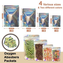 150pieces Stand up pouch Resealable Mylar Bags and 1 pack of 10 Oxygen Absorbers