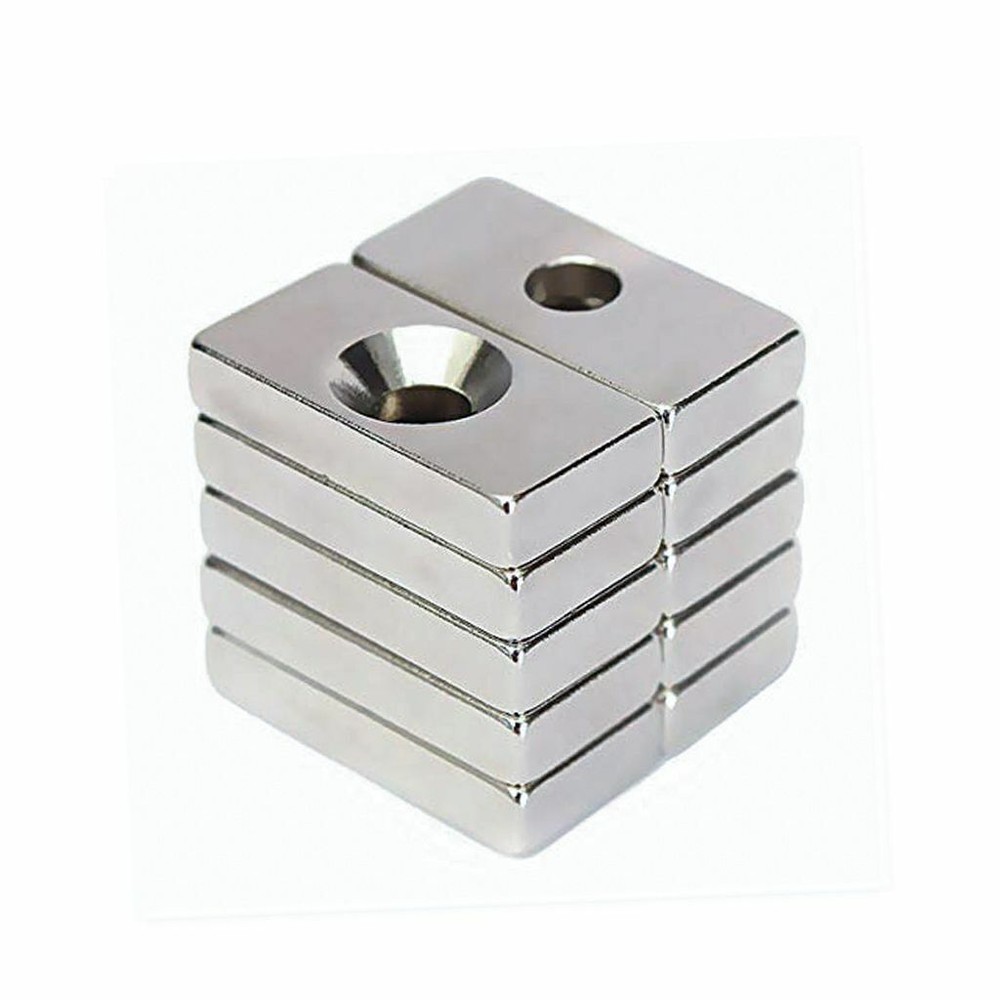 US N35 Hole Rare Earth Magnets Strong Block Magnetism Neodymium Square Disc Lot