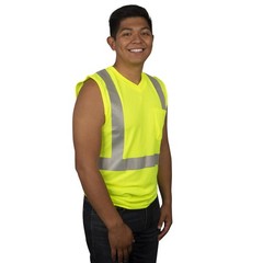 V421-L Cor-Brite R, Class II, Lime Birdseye Mesh T-Shirt, Sleeveless, Chest P…