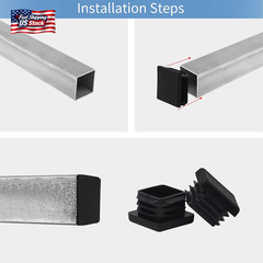 WZB 1 1X1 Square Tube End Cap Plastic Plugs 12 Pack, 1X1 1 Inch Square Tubing Pl