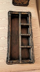 Vintage 4 Pc Woven Bamboo Rattan Wicker Desk Organizer Set Pencil Letter Boho