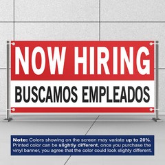 Now Hiring Buscamos Empleados 13 oz Heavy Duty Vinyl Banner Trabajos Disponibles