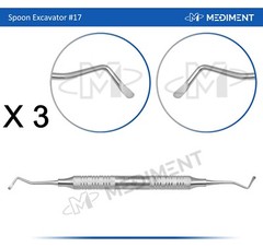 X3 DENTAL PERIODONTAL INSTRUMENT SPOON EXCAVATOR # 17 8MM HOLLOW GRIP STAINLESS