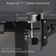 VIVO Black Clamp-on 24″ x 12″ Desk Extension, Accessory Platform, Keyboard Tray