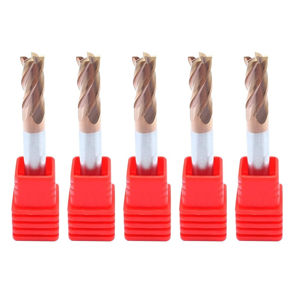 5 Pcs 6mm 4 Flute Regular Carbide End Mill 50mm Overall Length – TiALN COATED