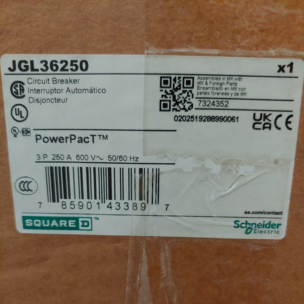 NEW – Square D – JGL36250 – 250A, 3-Pole, 600V, Thermal Magnetic Circuit Breaker
