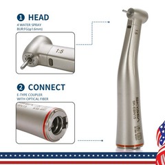 NSK Style Dental 1:5 Optic LED Contra Angle Increasing Handpiece Fit FG Bur SK
