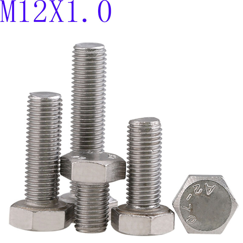 M12 – 1.0 Fine Thread 304 Stainless Steel Hex Cap Bolt / Screw DIN 933 Tap A2