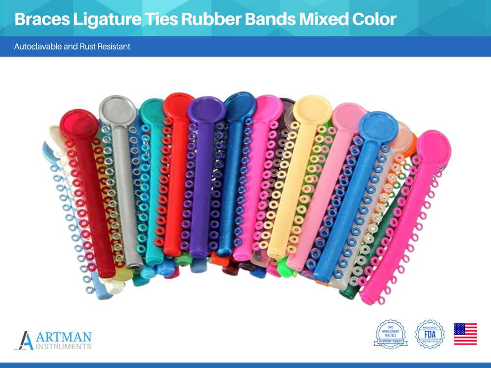 Dental Orthodontic Braces Ligature Ties Elastic Rubber Bands Mixed Color ARTMAN
