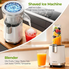QIBOX Snow Cone Machine & Smoothie Blender 2 in 1, 700W Powerful Shaved Ice Mach