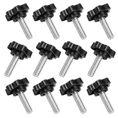 12Pcs 1/4″-20 X 3/4″ Threaded Knurled Thumb Nuts, Black Plastic Knobs Clamping S