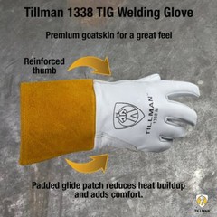 2 PAIR Tillman 1338 Grain Pearl Goatskin Leather TIG Welding Gloves 4″ Cuff S-XL