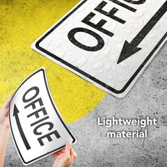 Office Sign with Left Arrow, 8×12 Reflective Aluminum Office Door Signs, UV P…