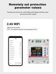 100A Single Phase Tuya WiFi AC Meter Over Under Voltage Leak Protect Prepayment