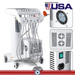 Portable Dental Mobile Delivery Unit System Air Compressor Cart 4 Holes