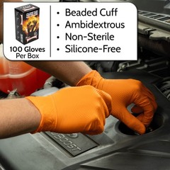 Heavy Duty Orange Nitrile Gloves With Raised Diamond Texture 8-Mil XL-Size 2000