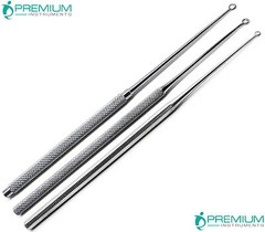 Surgical Buck Ear Blunt Curettes #1, #2, #3 Straight 6.5″ ENT 3 Pcs Instruments