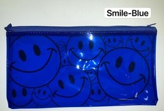 2 PCS Smiley Pencil Pen Case Zipper Pouch Cosmetic Bag Waterproof, Blue, 1411